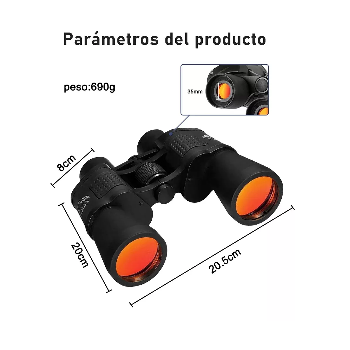 Foto 4 pulgar | Binoculares Profesionales Eo Safe Imports ESI-10972 Negro Bak4 Prisma FMC Lente 80x80 HD