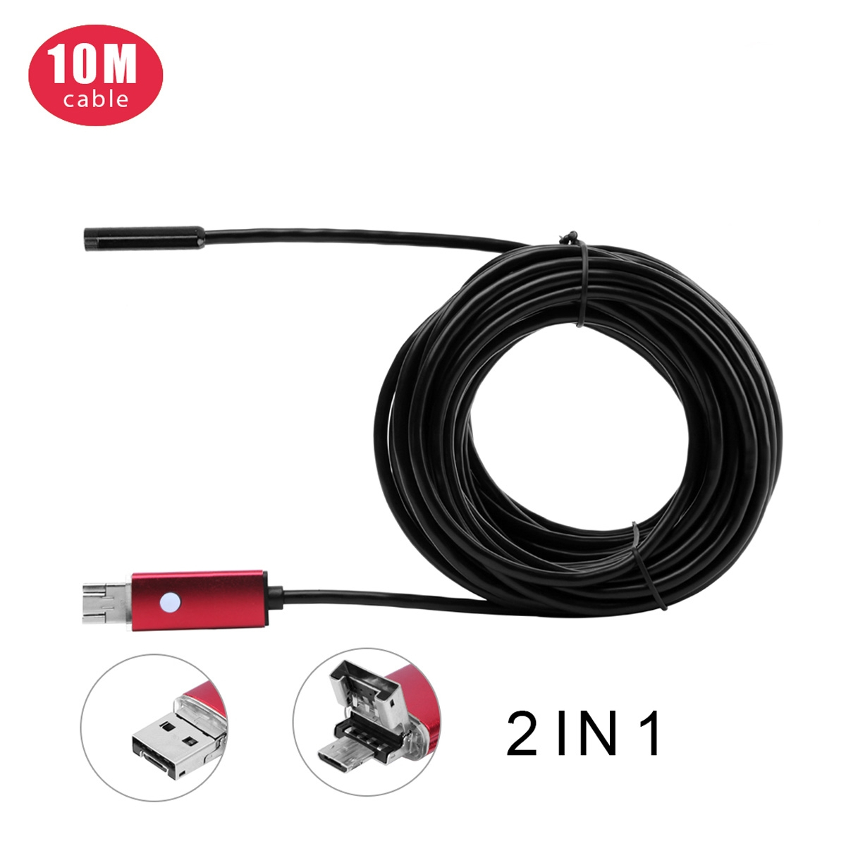 Foto 2 | Endoscopio De 7 Mm Con Lente De 0,3 Mp Para Android Y Pc Con Cable De 6 Led De 10 M - Venta Internacional.