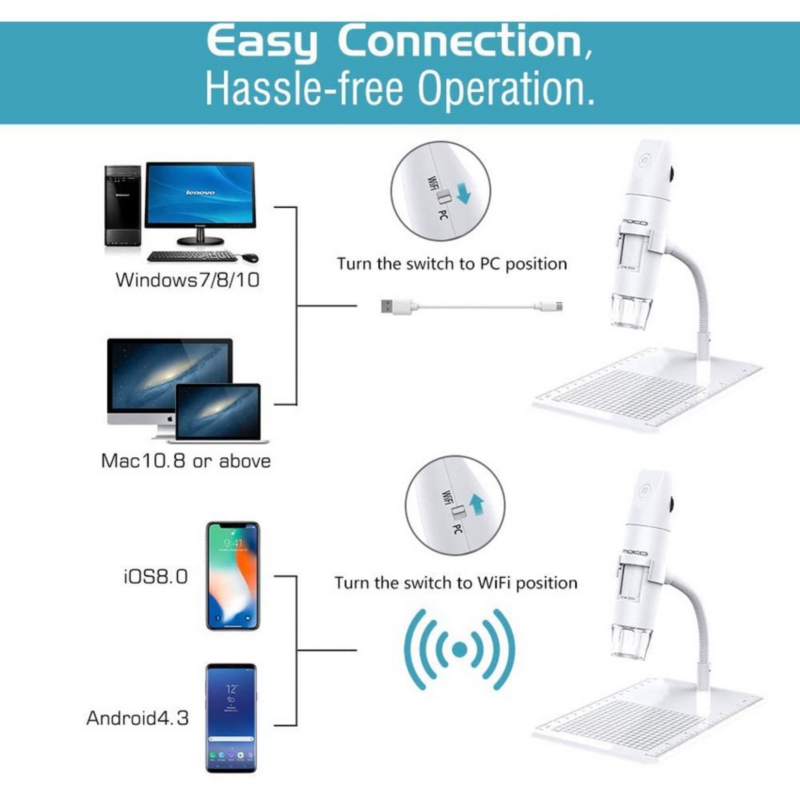 Foto 5 pulgar | Microscopio Portátil Digital Usb Con Cámara Wi-fi - Venta Internacional.