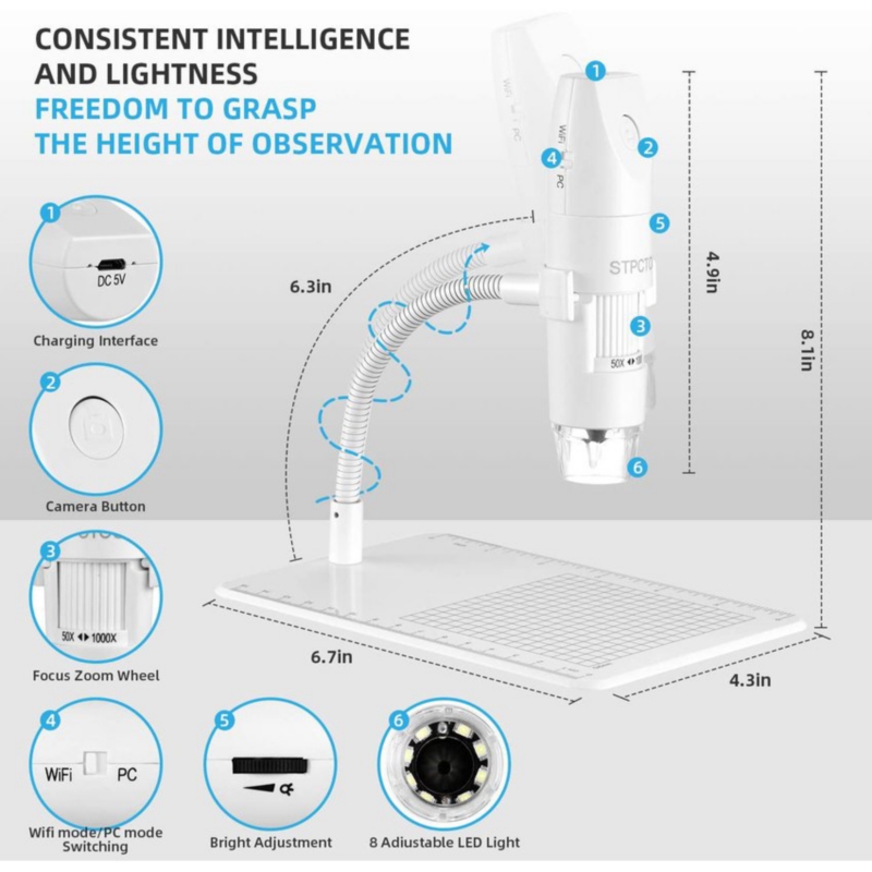 Foto 5 | Microscopio Portátil Digital Usb Con Cámara Wi-fi - Venta Internacional.