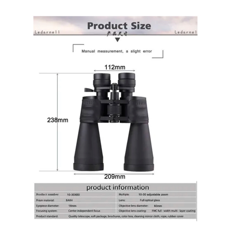 Foto 3 pulgar | Binoculares Profesionales Con Zoom De 30x Y Lente De 60 Mm, Prisma Bak4 - Venta Internacional.