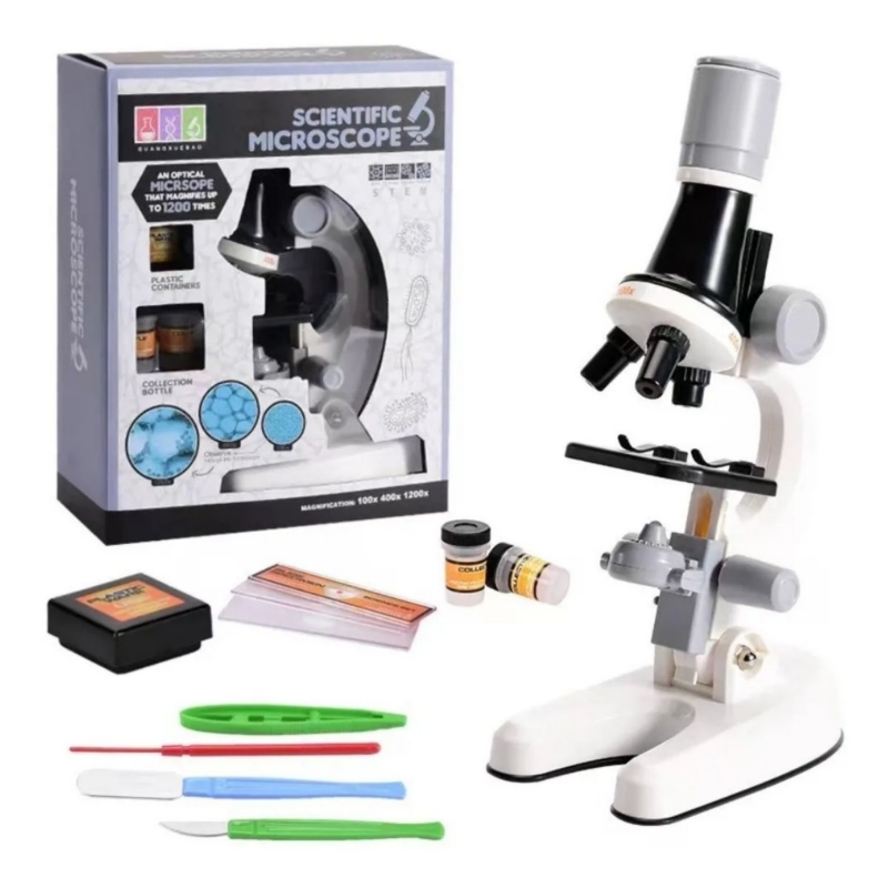 Kit De Microscopio Compuesto De 100x A 450x Con Luz - Negro - Venta Internacional.