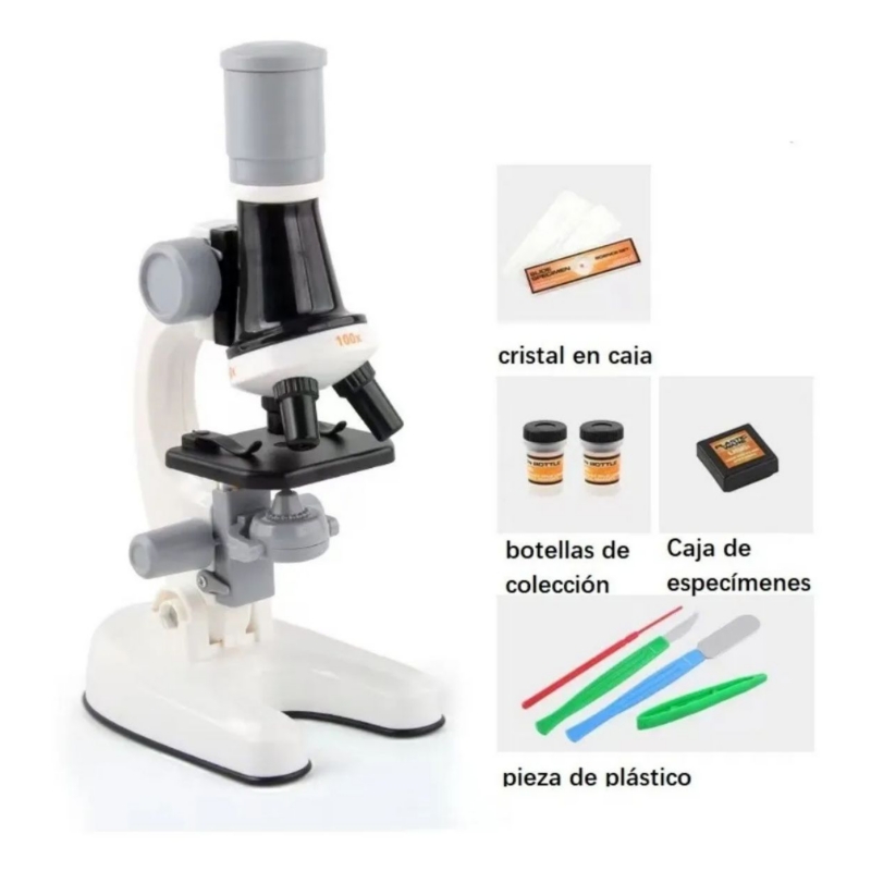 Foto 2 | Kit De Microscopio Compuesto De 100x A 450x Con Luz - Negro - Venta Internacional.