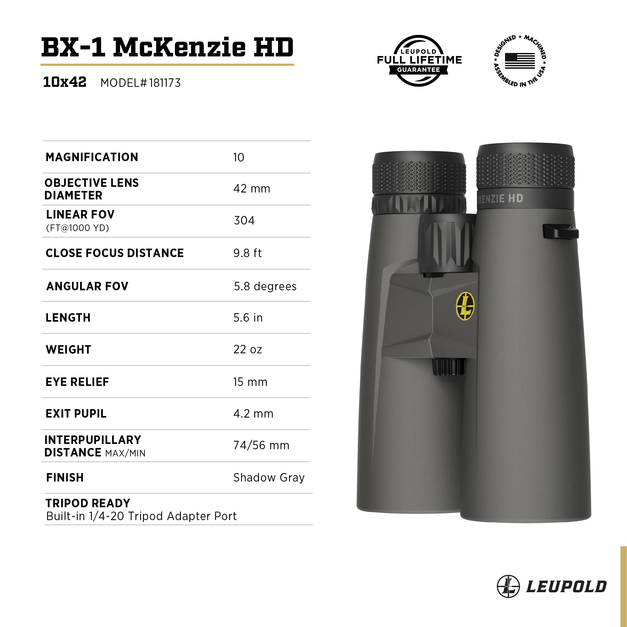 Foto 5 pulgar | Prismáticos Leupold Bx-1 Mckenzie Hd 10x42 Mm Impermeables - Venta Internacional