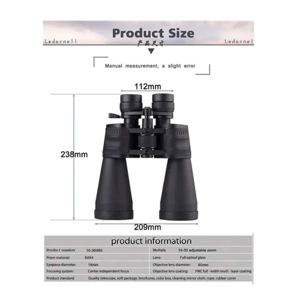 Foto 3 pulgar | Binoculares Profesionales con Zoom 1000 Metros 10-30x60 mm - Venta Internacional