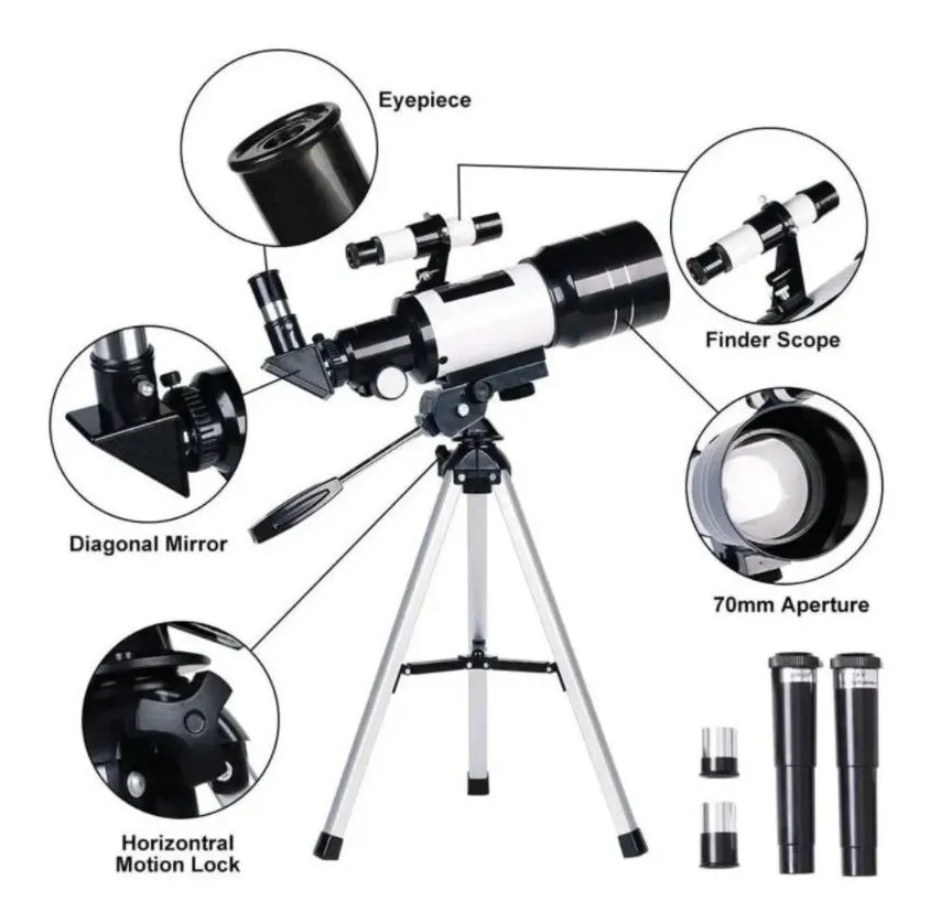 Foto 3 pulgar | Telescopio Astronómico Monocular F30070m Con Trípode Y Accesorio - Venta Internacional.