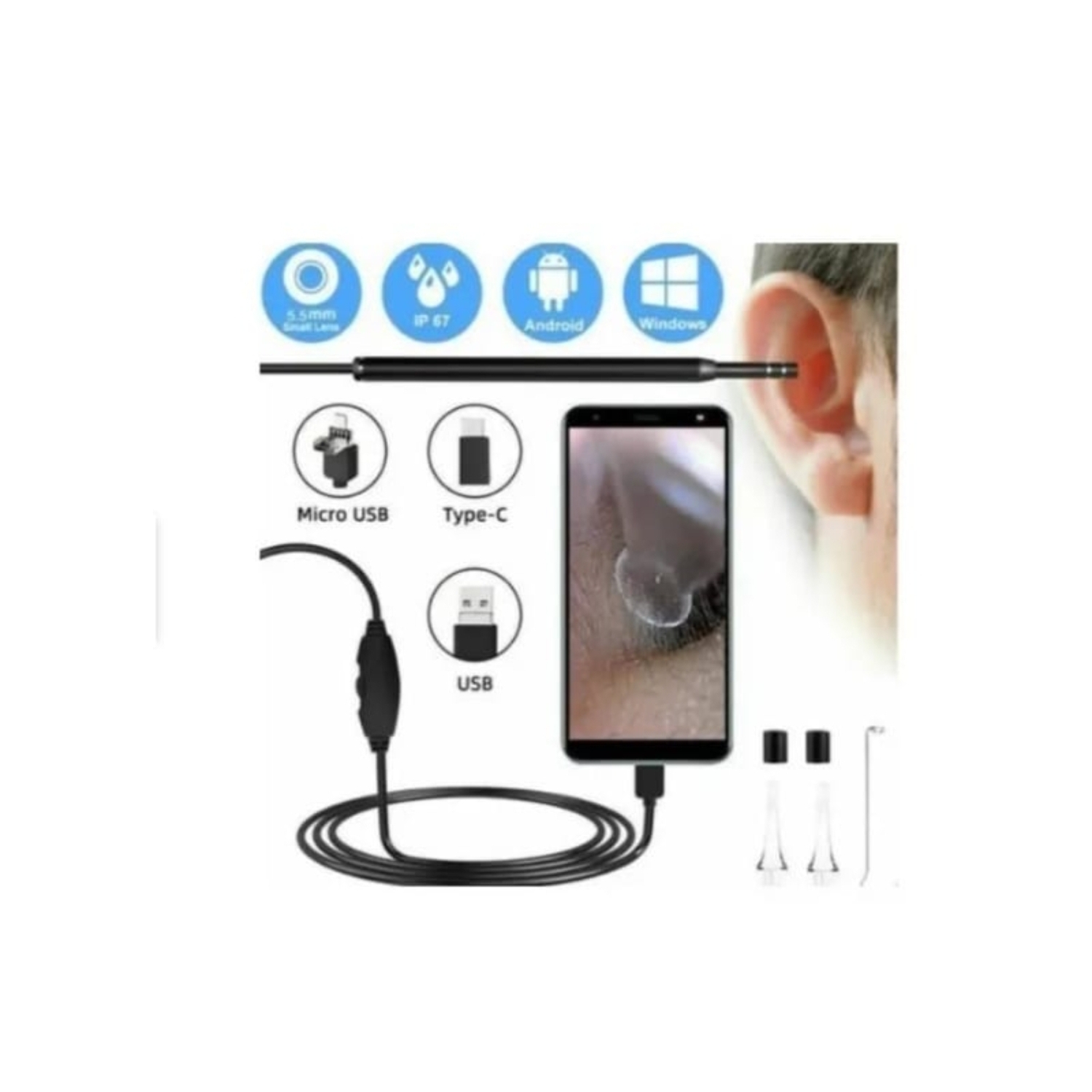 Foto 2 pulgar | Endoscopio Limpiador De Oídos Con Cámara Usb Hd - Venta Internacional