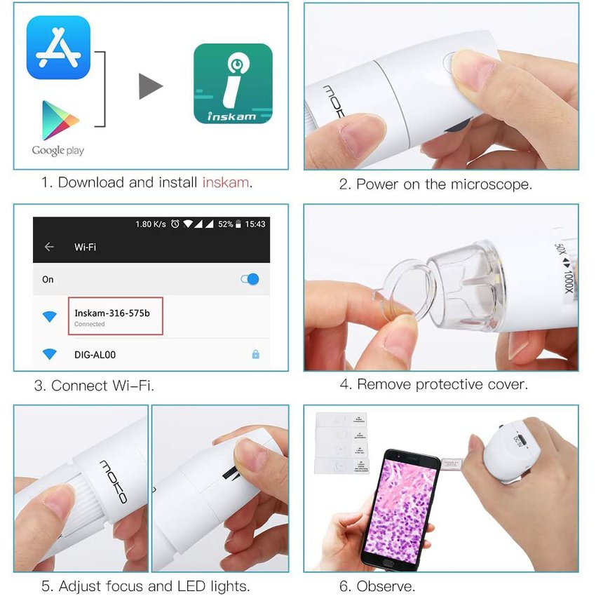 Foto 3 | Microscopio Digital Usb Portátil Con Cámara Wi-fi - Venta Internacional.