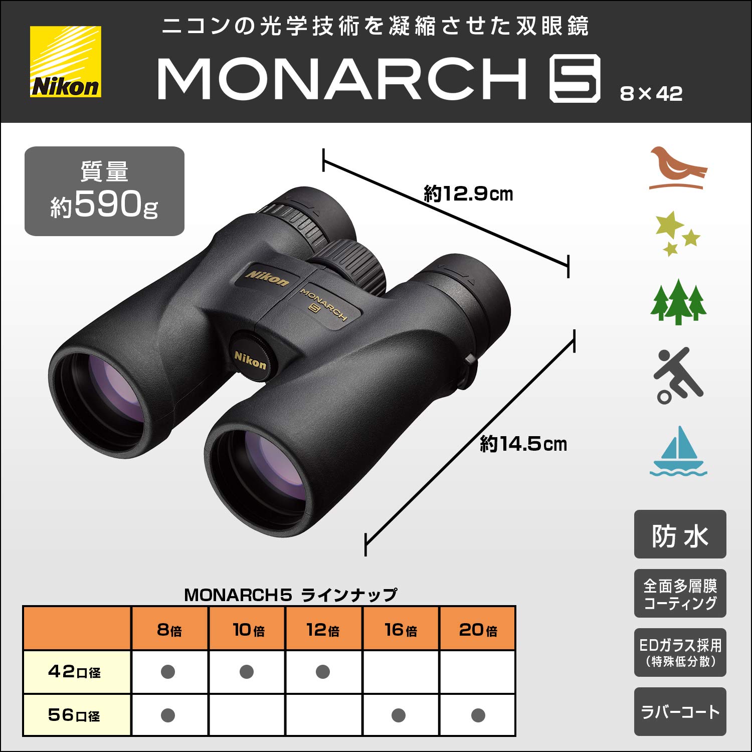 Foto 3 pulgar | Binoculares Nikon Monarch 5 8x42 con Cristal Ed - Venta Internacional