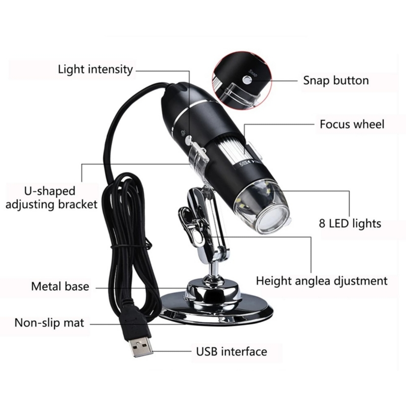 Foto 5 | Microscopio Usb 8 Led De 0,3 Mp, 1000 X 1600 Aumentos, Para Mac Li Win 7/8/10 - Venta Internacional.