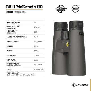 Foto 4 | Prismáticos Leupold Bx-1 Mckenzie Hd 10x50 Mm Impermeables - Venta Internacional.