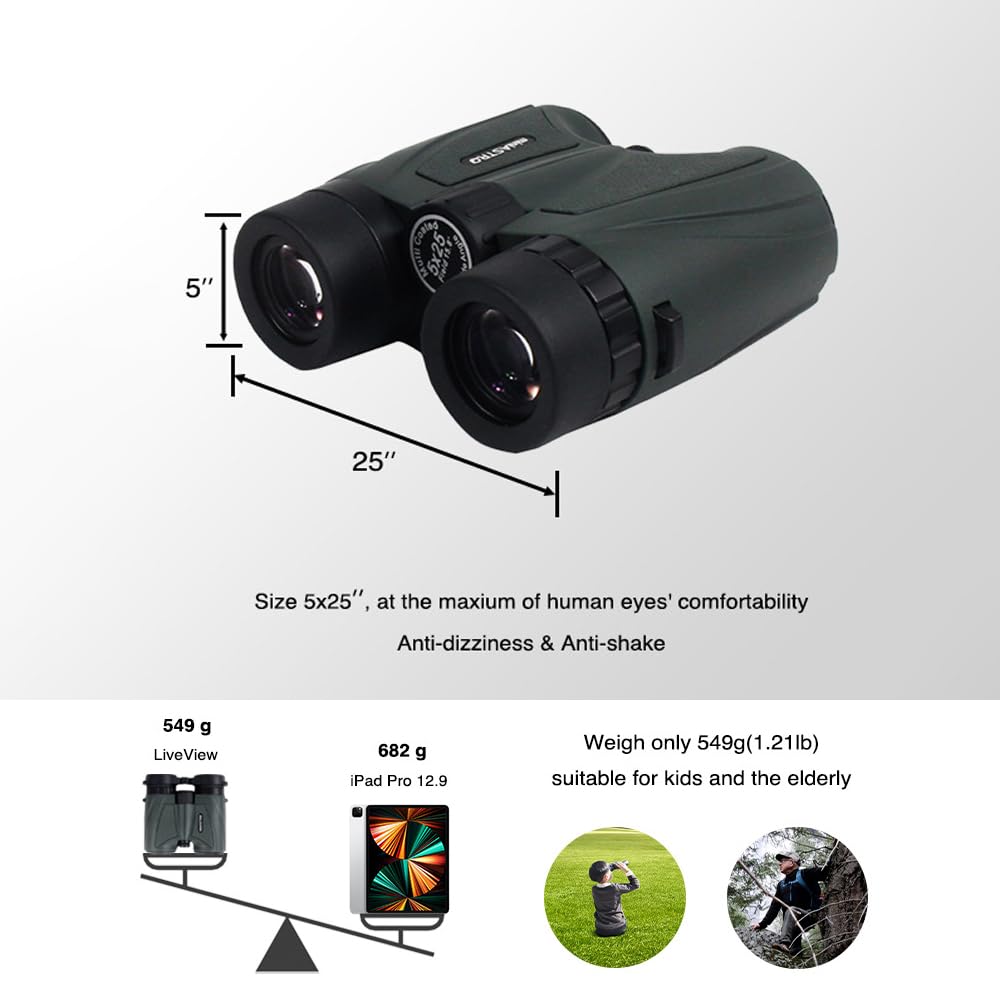 Foto 3 | Binoculares Andoer, Telescopio 5x25, Visión De Campo Ultra Amplio De 15,8° - Venta Internacional.