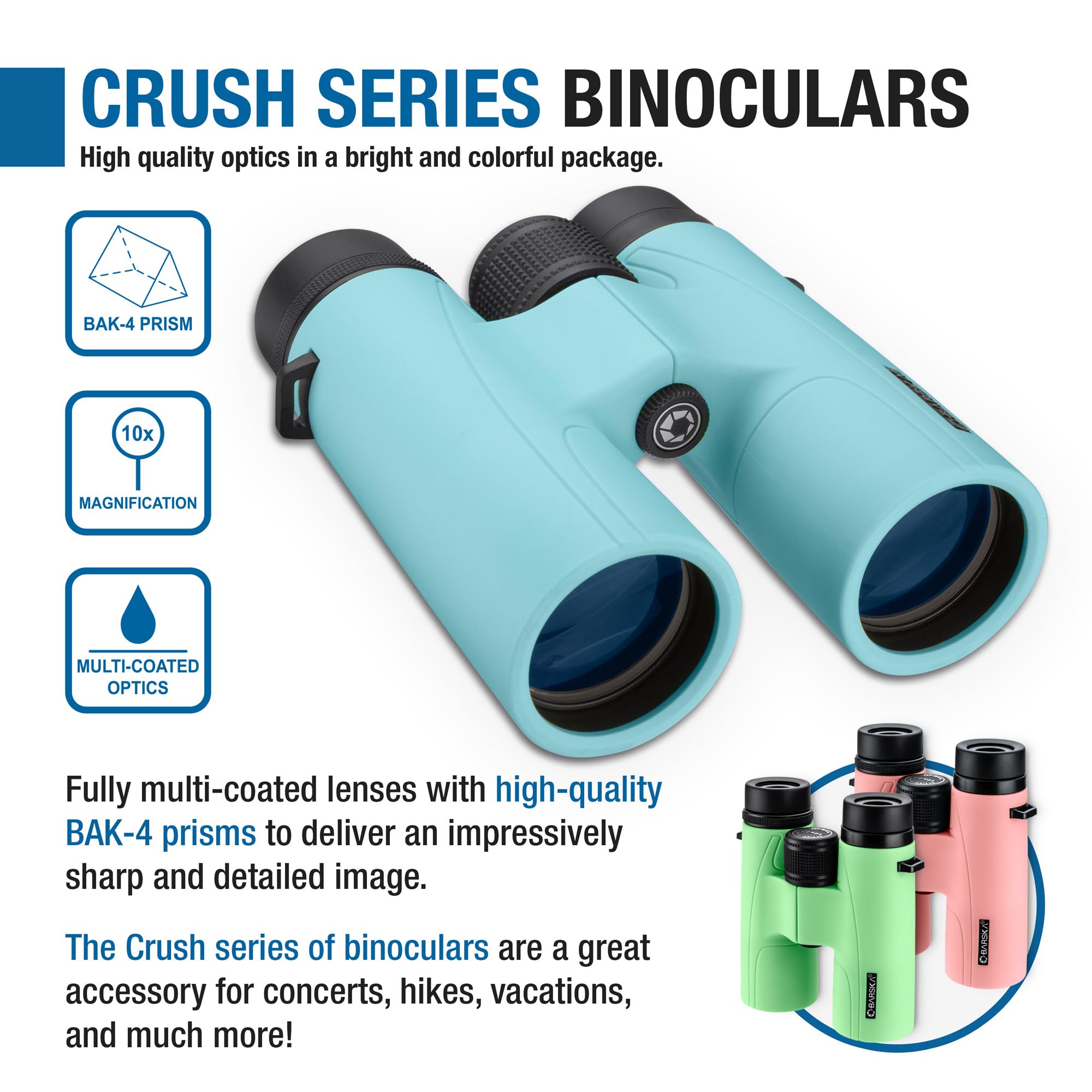 Foto 3 pulgar | Binoculares Barska Crush 10x42 mm Breeze Blue con Correa y Funda - Venta Internacional