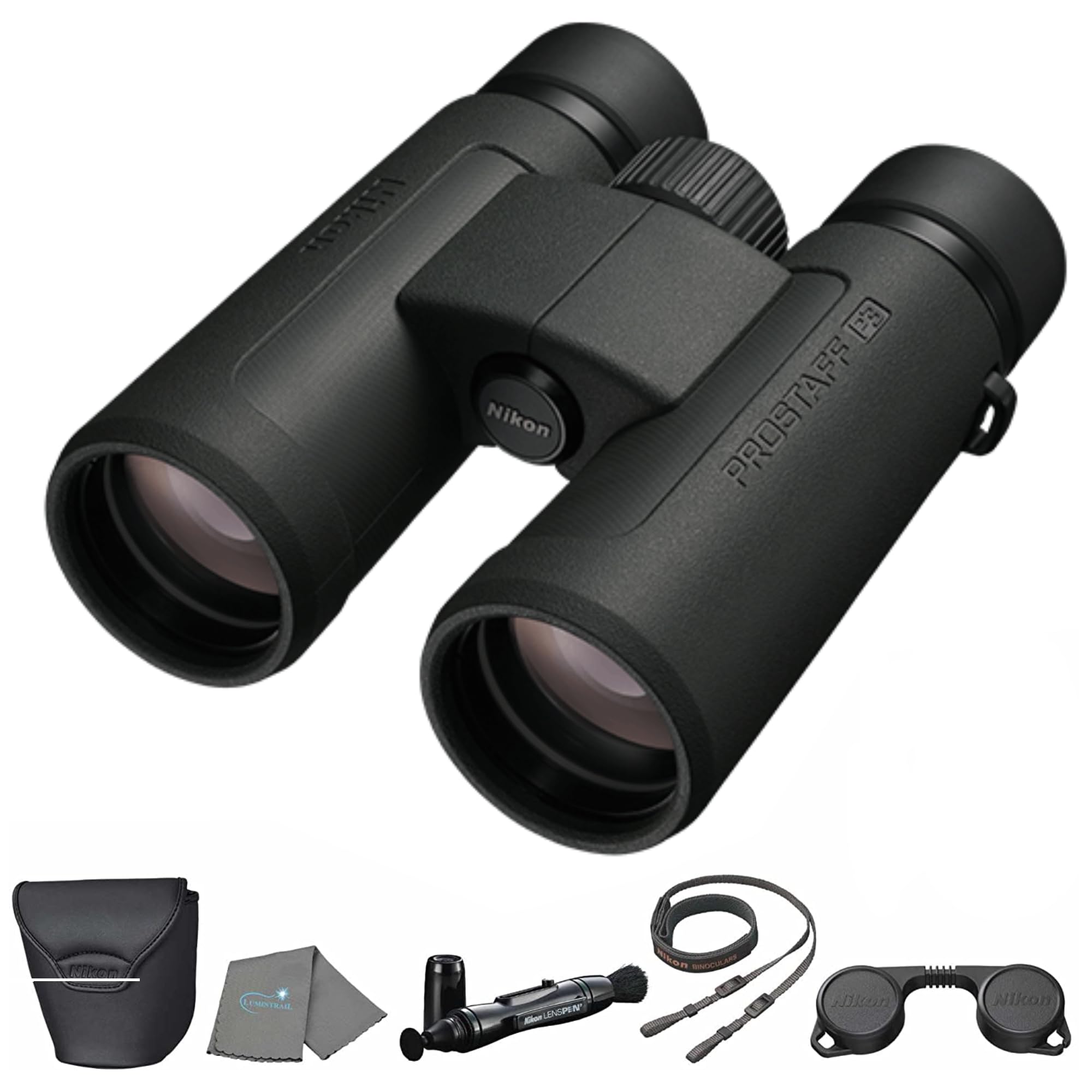 Binoculares Nikon Prostaff P3 10x42 Negros Con Lente, Bolígrafo Y Tela - Venta Internacional.