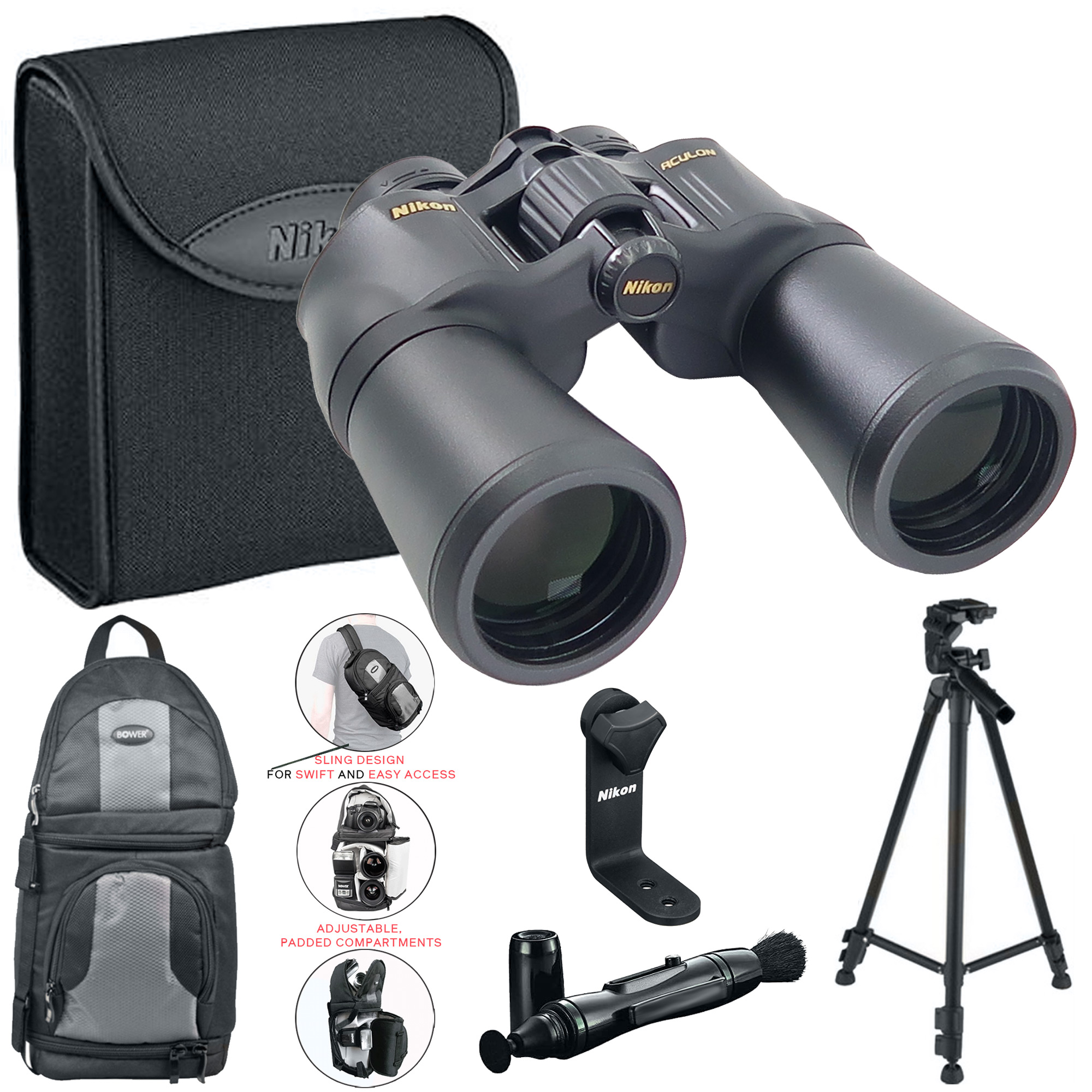 Binoculares Nikon Aculon A211 16x50 Con Trípode Y Mochila - Venta Internacional.