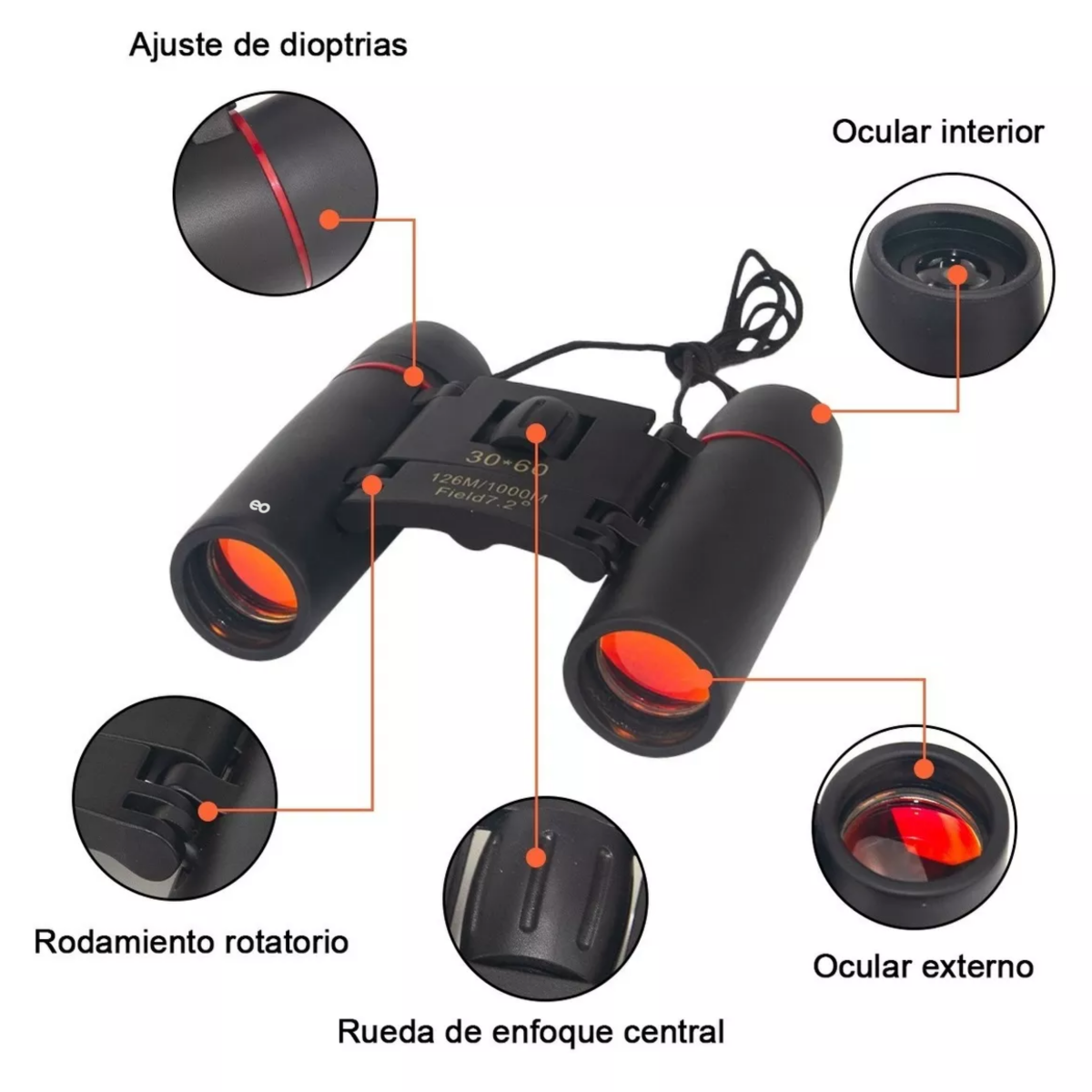 Foto 3 pulgar | Binoculares Profesionales Portátiles Hd Vision 30×60mm Eo Safe Imports Esi-10971-1 Negro