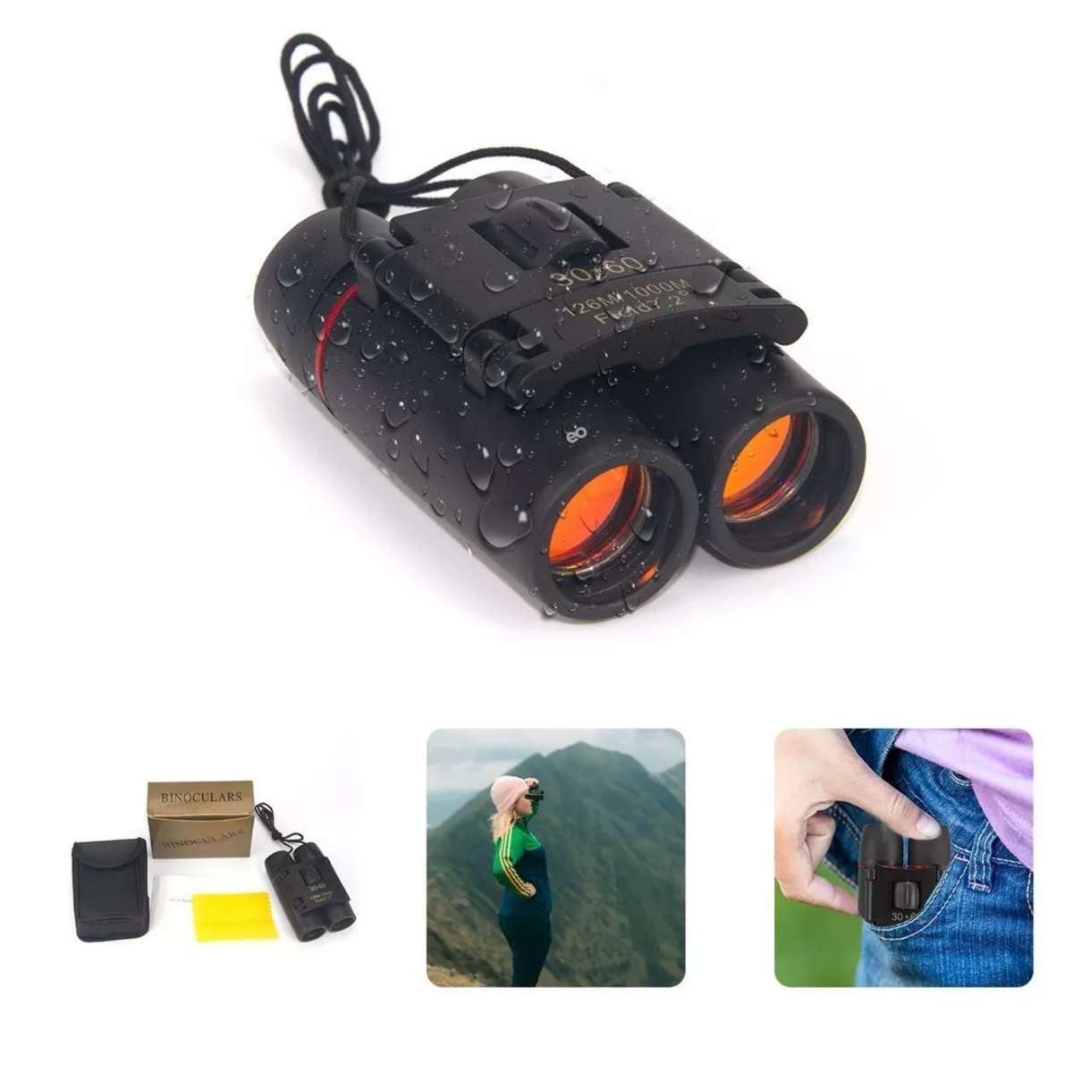 Foto 4 pulgar | Binoculares Profesionales Portátiles Hd Vision 30×60mm Eo Safe Imports Esi-10971-1 Negro