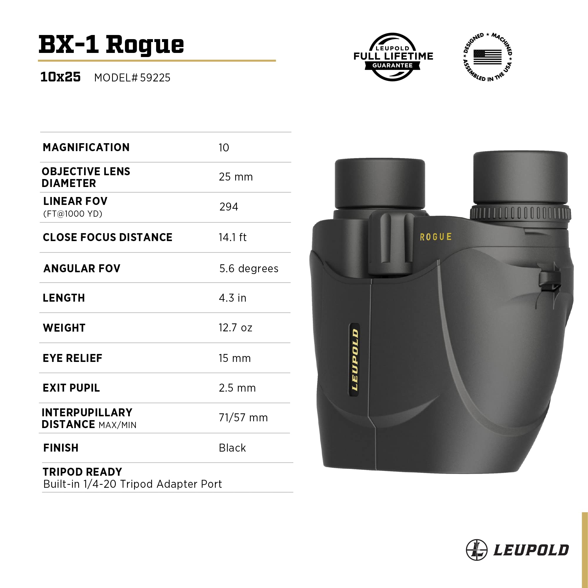Foto 5 pulgar | Prismáticos Leupold Bx-1 Rogue De 10 X 25 Mm, Impermeables Y A Prueba De Niebla - Venta Internacional.