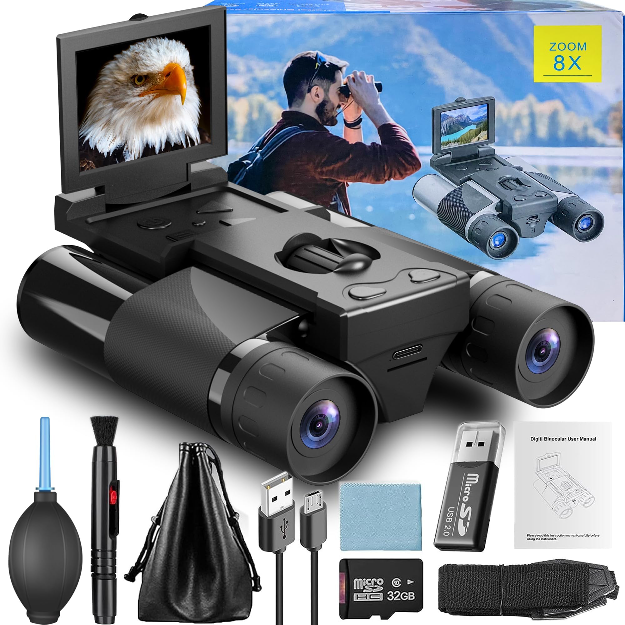 Binoculares, Cámara Para Exteriores, Zoom De 10 Aumentos, 40 Mp, Vídeo Hd, Color Negro - Venta Internacional.