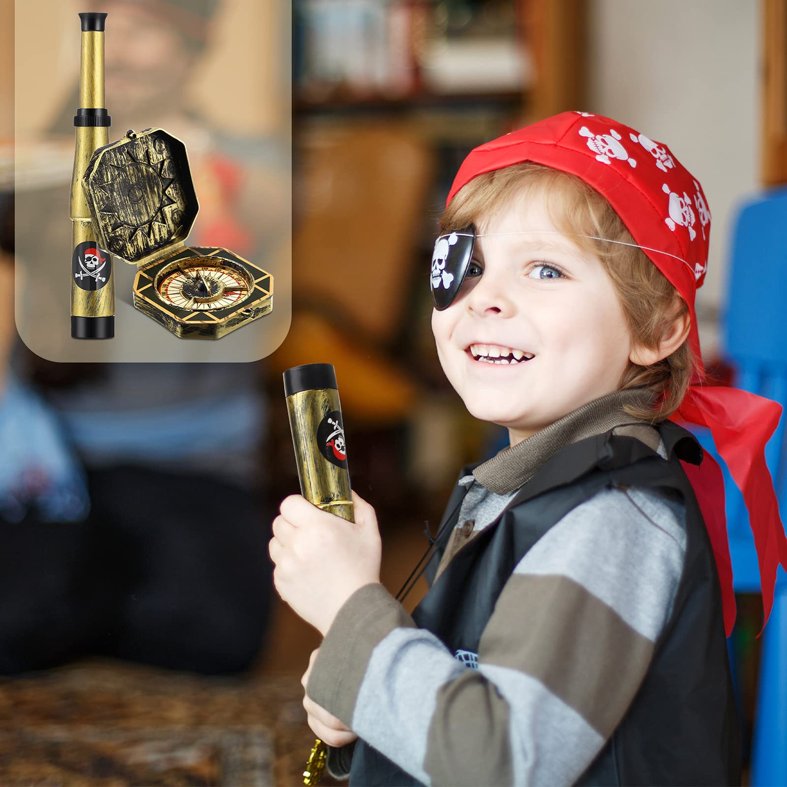 Foto 7 pulgar | Set De Telescopio Y Brújula Pirata Gejoy Para Niños Y Adultos - Venta Internacional.