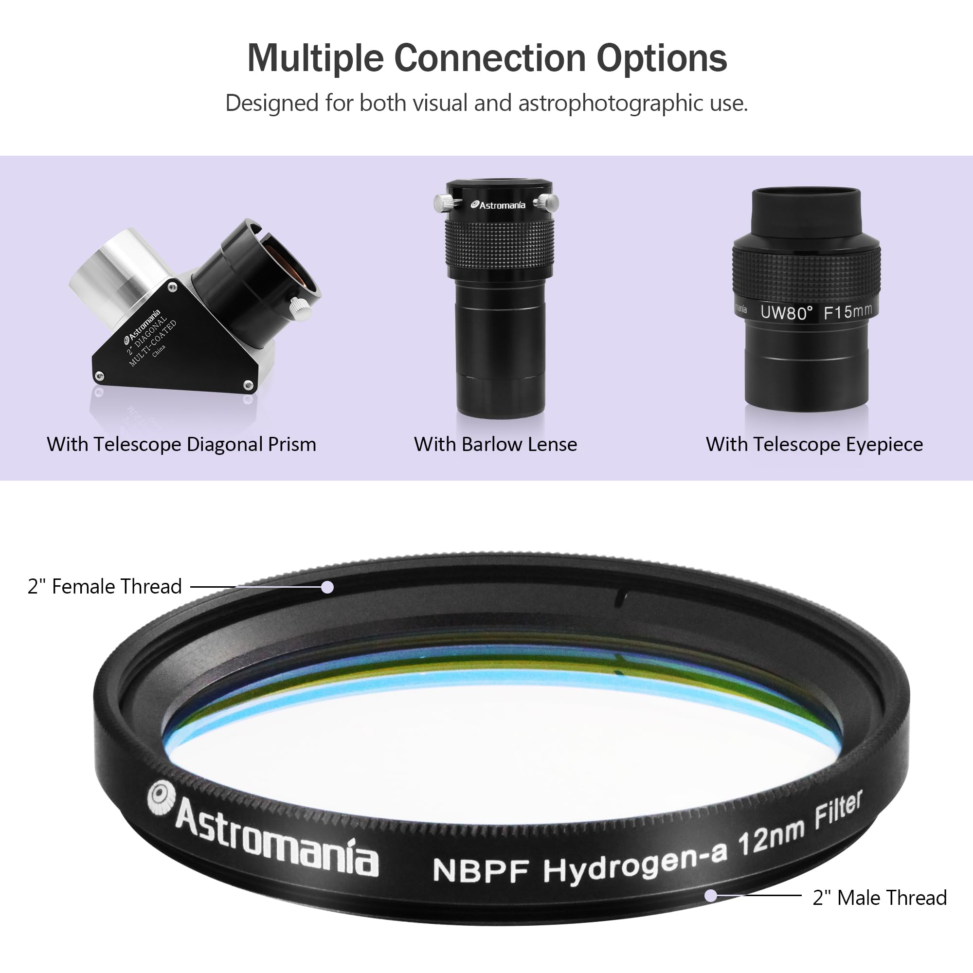 Foto 8 pulgar | Filtro Astromania Nbpf De Banda Estrecha Hidrógeno-a 12 Nm H-alfa - Venta Internacional.