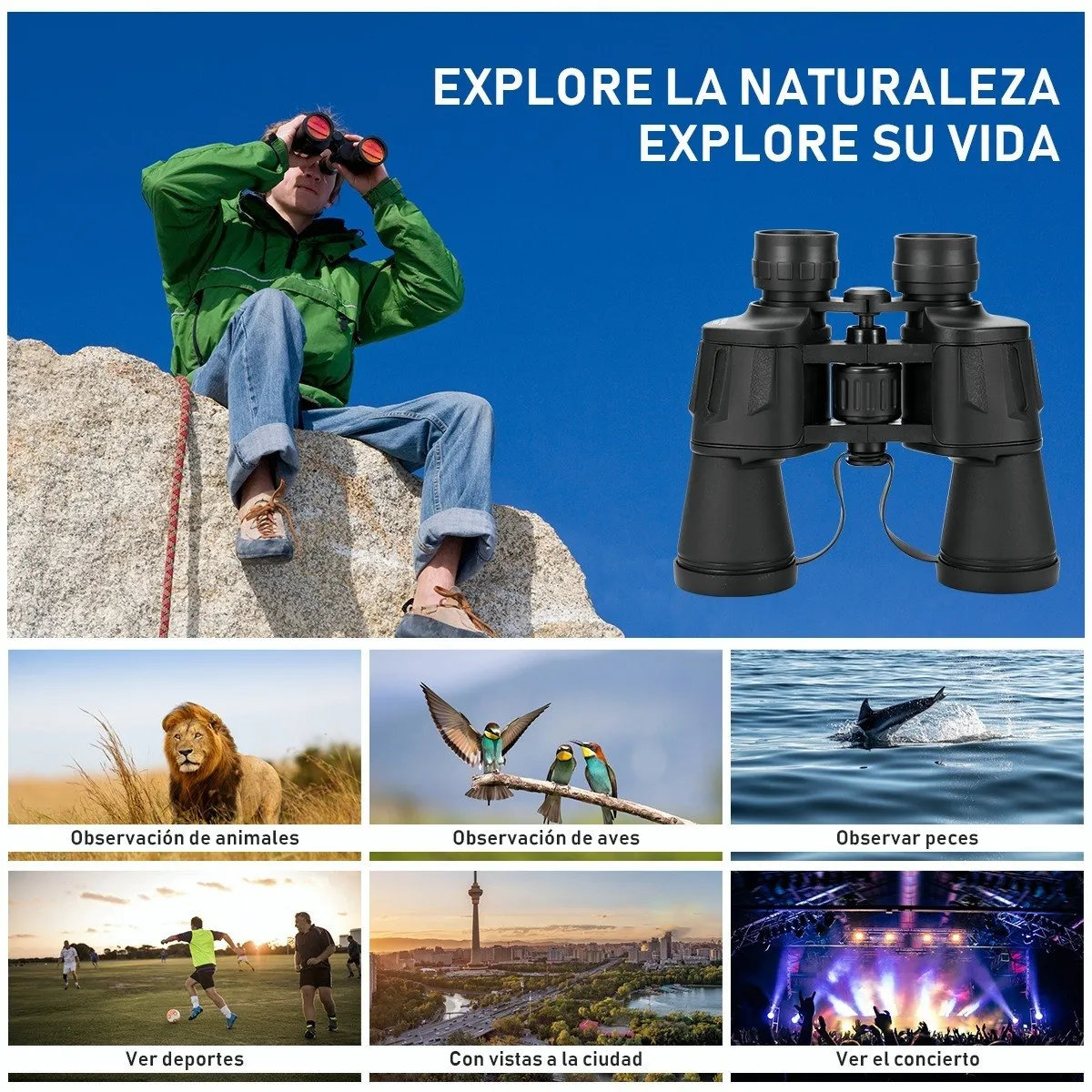 Foto 4 | Binoculares Telescopio Hd Visión Nocturna Con Bolsa 24x50 Lab.g Negro