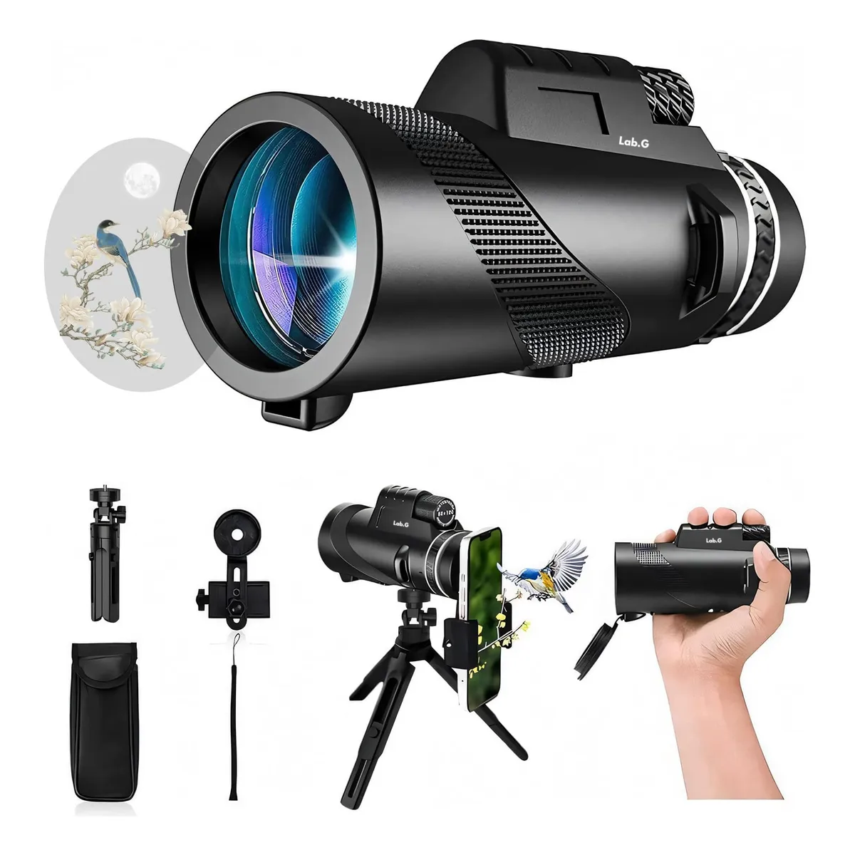 Foto 5 pulgar | Telescopio Hd Para Lente De Teléfono Celular Con Trípode Lab.g Negro