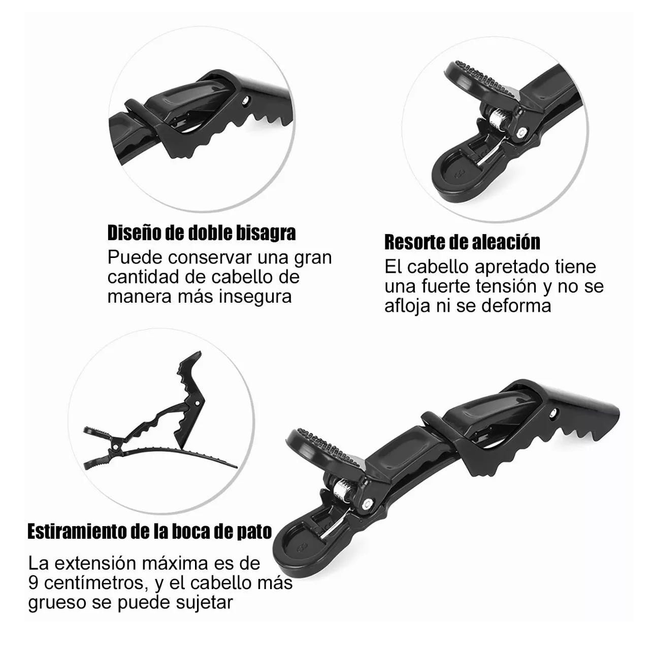 Foto 5 | Kit Profesionales Peine Estilo y Clip Cocodrilo Peinado color Negro 20 Piezas