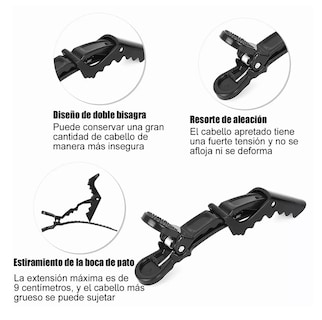 Foto 5 | Kit Profesionales Peine Estilo y Clip Cocodrilo Peinado color Negro 20 Piezas