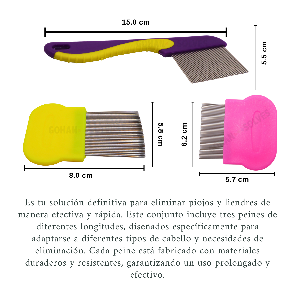 Foto 3 pulgar | Set de 3 Peines para una Eliminación Rápida y Efectiva Contra Piojos y Liendres