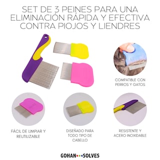 Foto 4 | Set de 3 Peines para una Eliminación Rápida y Efectiva Contra Piojos y Liendres