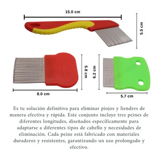 Foto 2 | Set de 3 Peines para una Eliminación Rápida y Efectiva Contra Piojos y Liendres