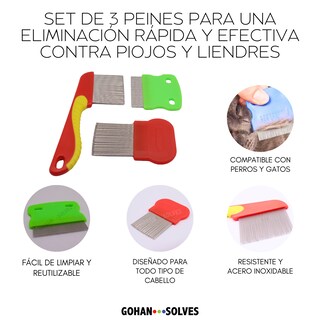 Foto 4 | Set de 3 Peines para una Eliminación Rápida y Efectiva Contra Piojos y Liendres