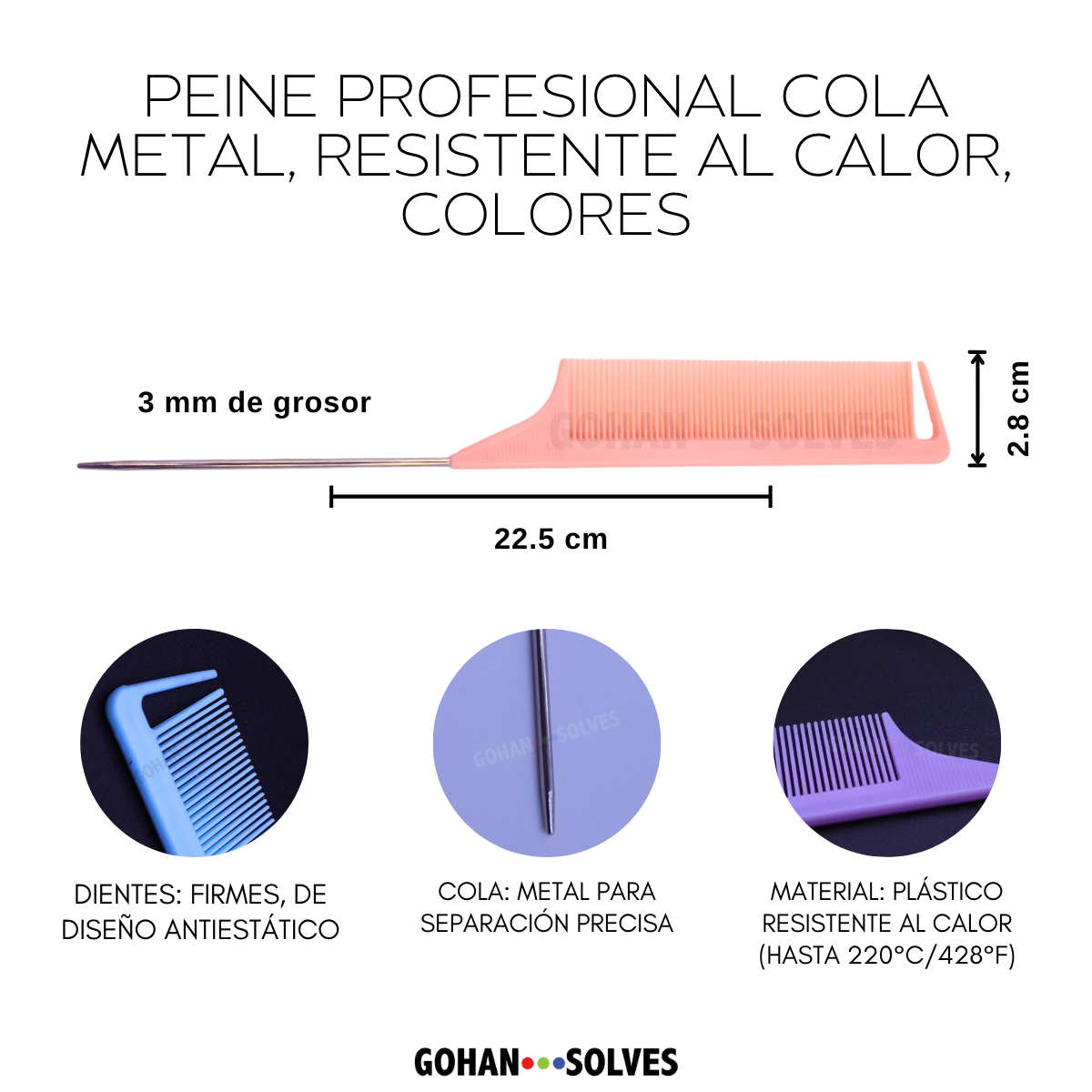 Foto 3 | Peine Rosa para Cabello