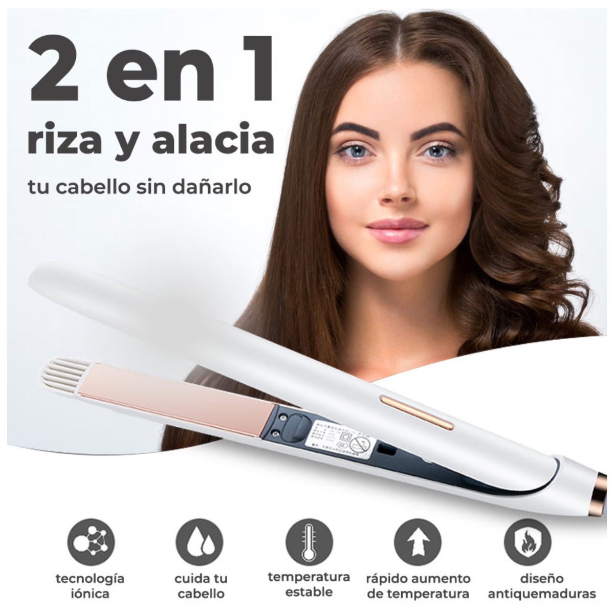 Foto 3 pulgar | Plancha Para Cabello 2 En 1 Alisadora Y Rizadora