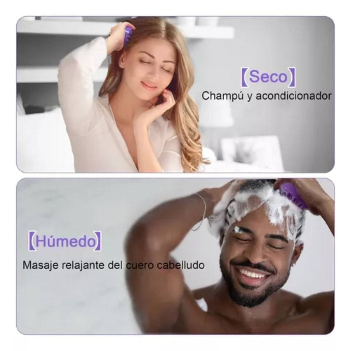 Foto 7 pulgar | Trio Cepillo Silicona Masajeador Cuero Cabelludo Limpieza Cabello