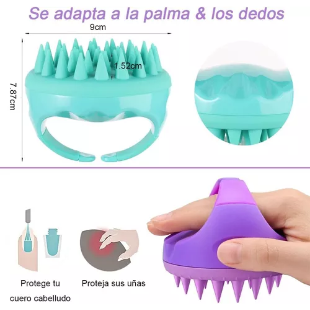 Foto 8 pulgar | Trio Cepillo Silicona Masajeador Cuero Cabelludo Limpieza Cabello