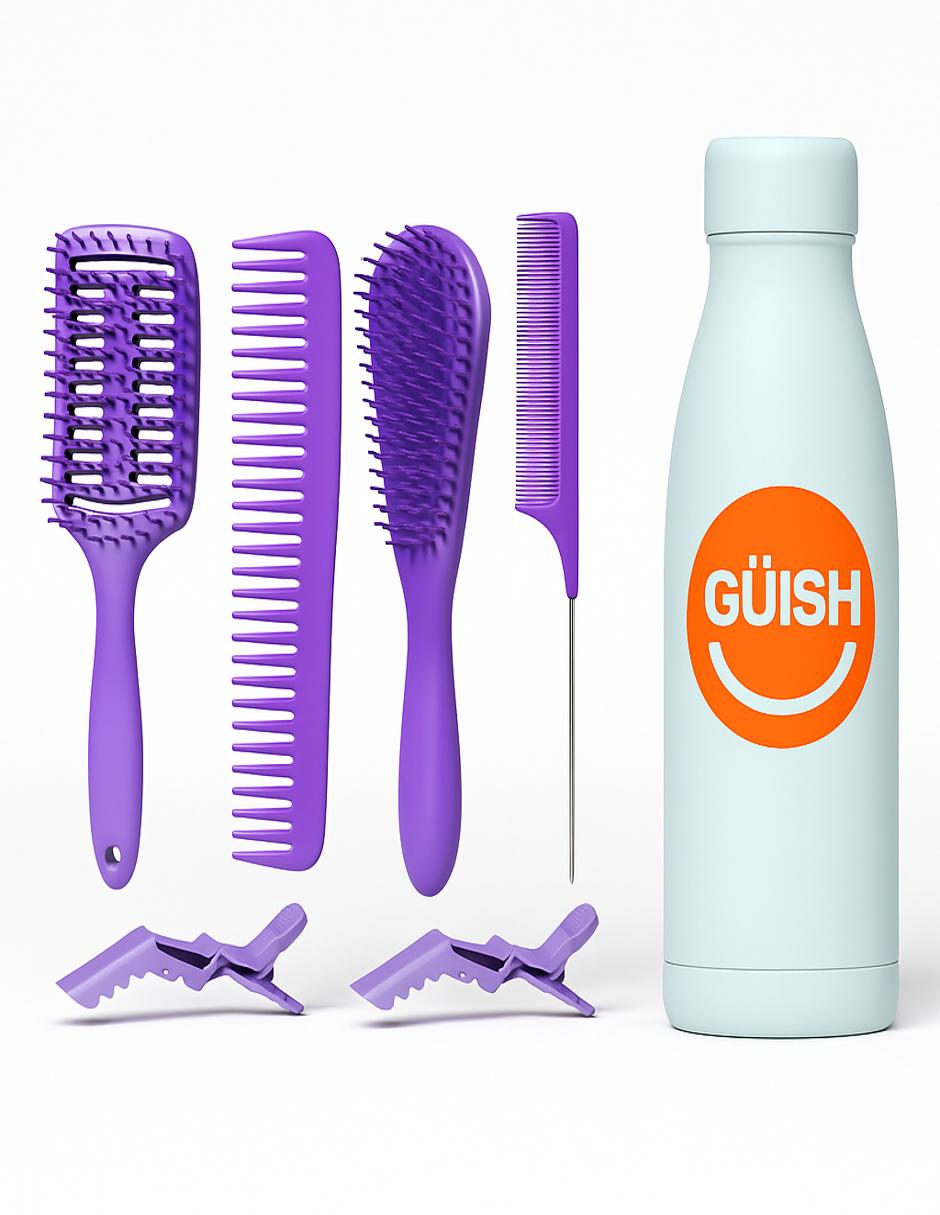 Foto 2 pulgar | Peines para Cabello Rizado 6 Piezas + Termo Güish