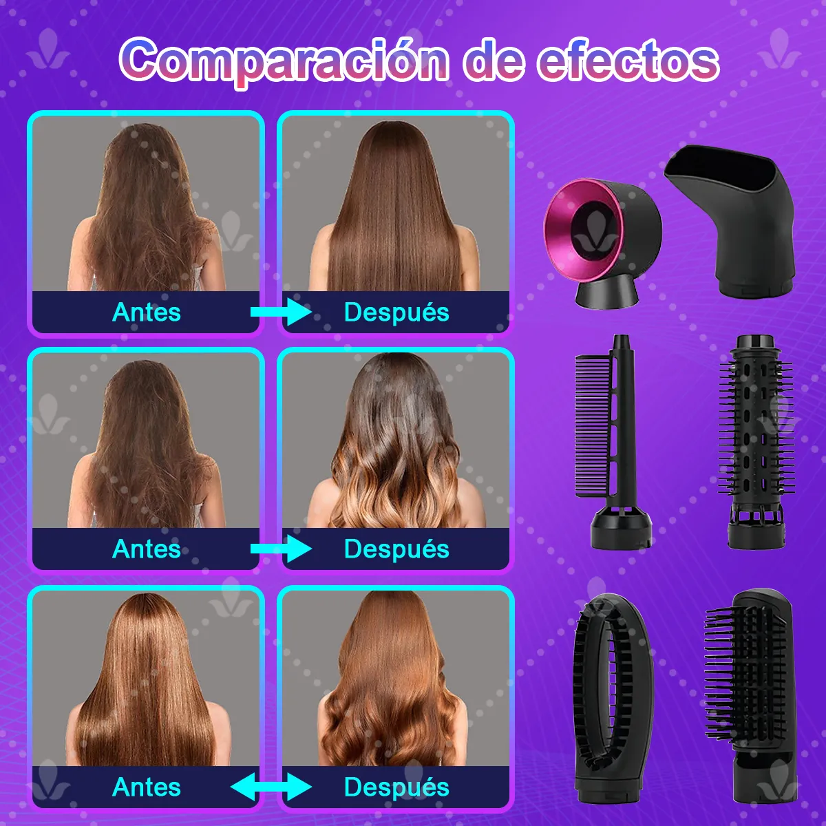 Foto 5 pulgar | Cepillo Secador De Pelo Potencia Nominal 1000 W 6en 1 Eo Safe Imports Esi-19267 Multicolor