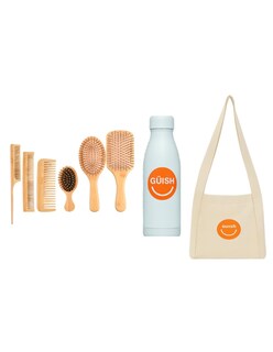 Foto 1 | Kit Cepillo Y Peine De Bambú Anti Frizz 6pcs Tote Güish Termo Blanco Güish De Regalo
