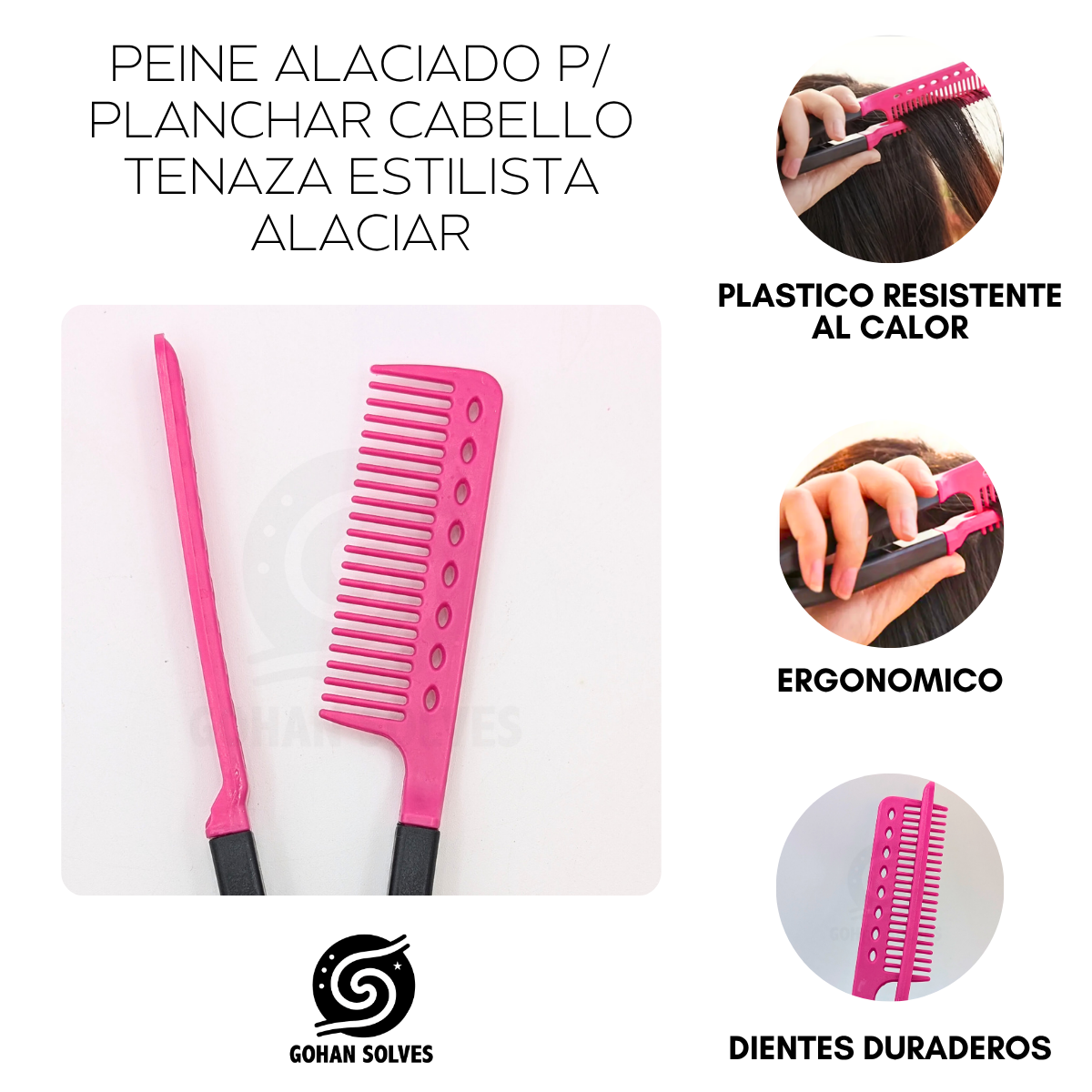 Foto 5 pulgar | Peine Alaciado Para Planchar Cabello Tenaza Estilista Alaciado Efecto Salon De Belleza  Barberia