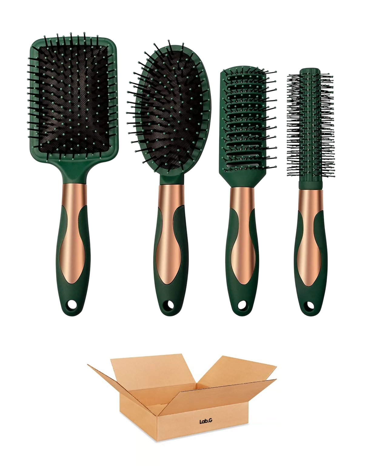 Foto 1 | Herramientas De Peluquería Peine Redondo 4 Unidades Verde Con Negro