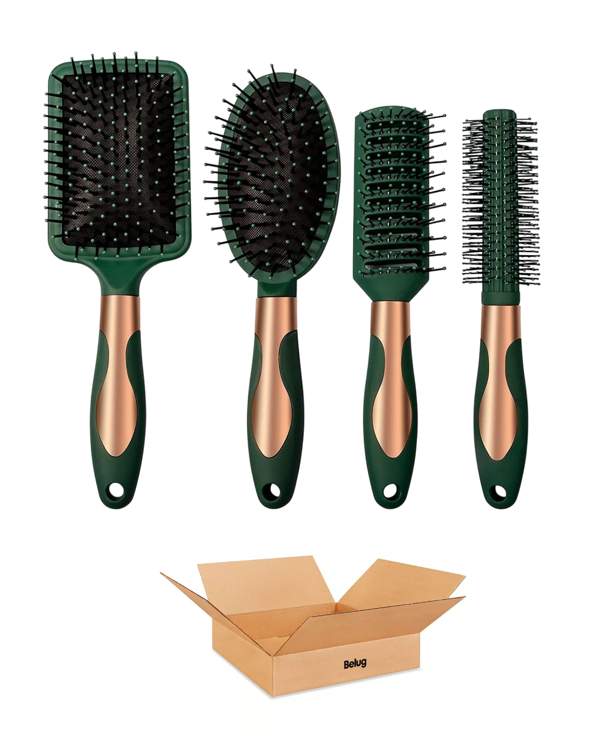 Foto 1 | Herramientas De Peluquería Peine Redondo 4 Unidades Verde Con Negro