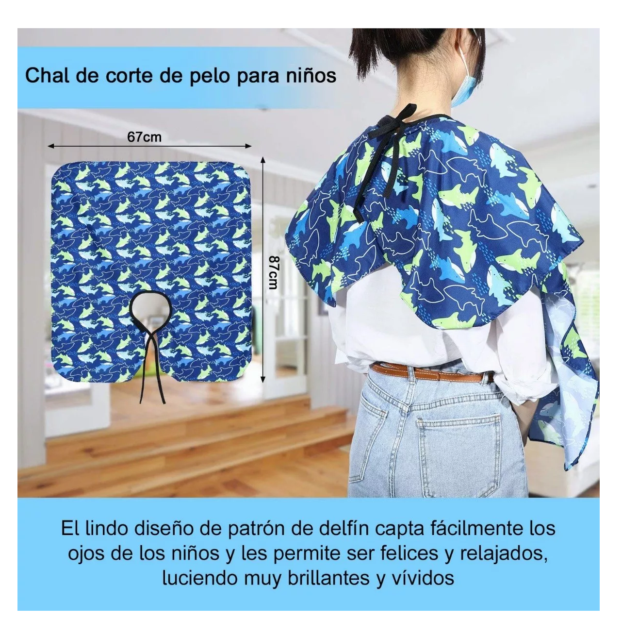 Foto 4 | Capa de Barberia Negro y Azul 5 Piezas