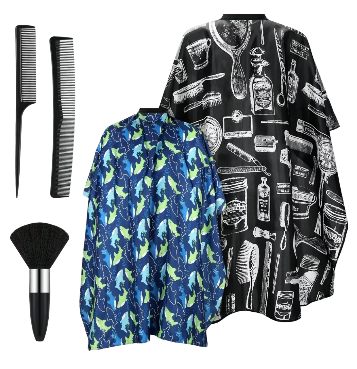 Foto 2 pulgar | Capa Barbería Barbero Estilista Cubridor Cabello Corte 5 Pcs Negro/azul