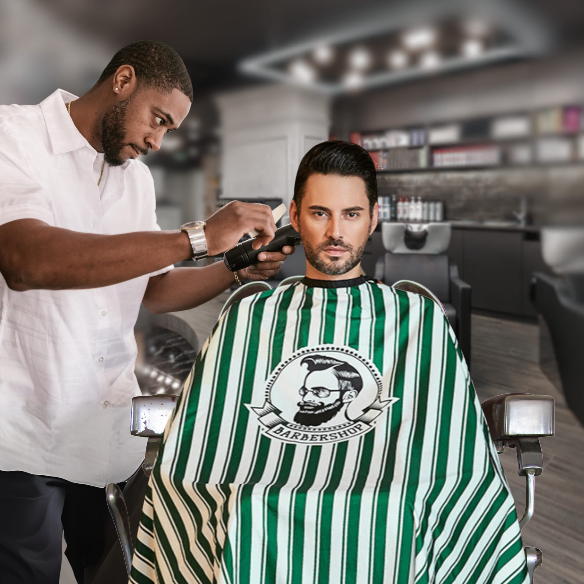 Foto 5 pulgar | Capa Para Barberia Mandil Ecomlab Estilista Barbero Corte(verde Rayas)