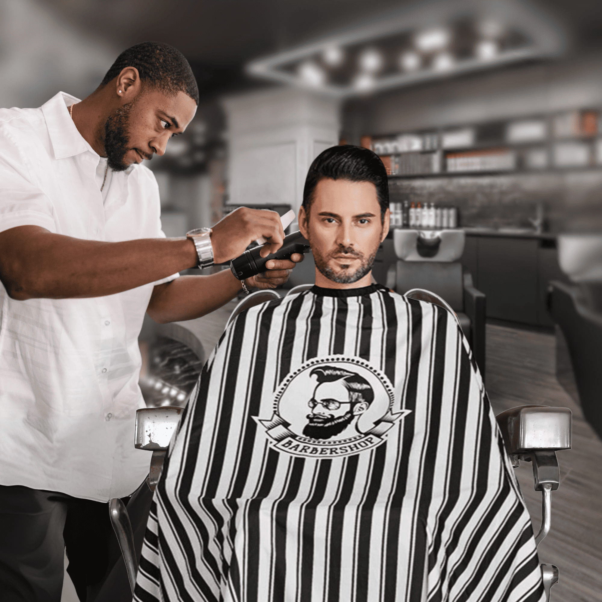 Foto 4 | Capa Para Barberia Mandil Ecomlab Estilista Barbero Corte (negro Rayas)