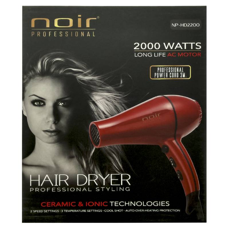 Foto 4 pulgar | Secadora de Cabello NOIR PRO Profesional color Rojo de 2000 W NP-HD2200