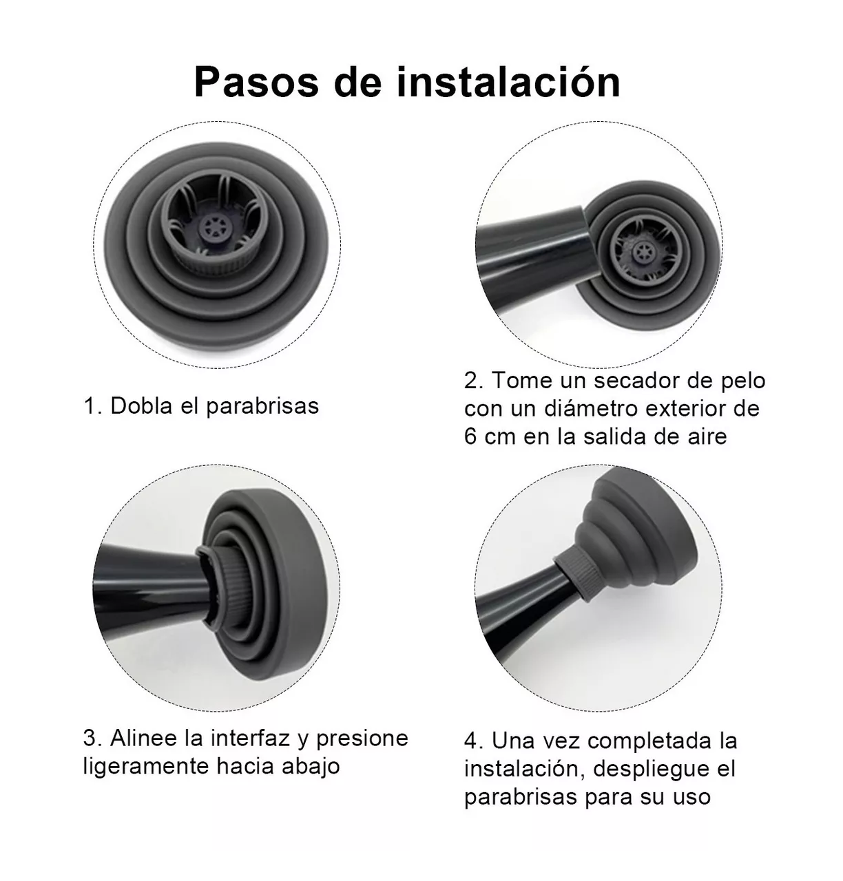Foto 4 pulgar | Difusor Retráctil Belug color Negro de Silicona Universal para Secadora