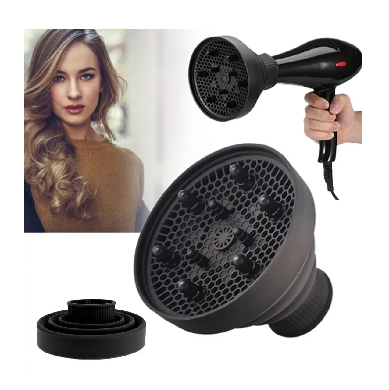 Foto 4 | Difusor Retráctil Belug color Negro de Silicona Universal para Secadora